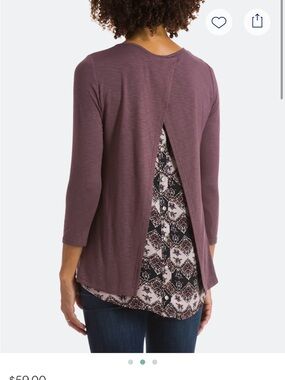 Stitch Fix-Papermoon Mauve Layered Back-Slit Long Sleeve Top